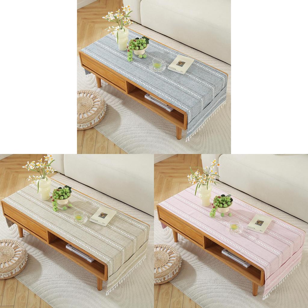 Nordic Home Modern Cotton Linen Rectangular Tablecloth With Non Slip Back For Living Room Decor
