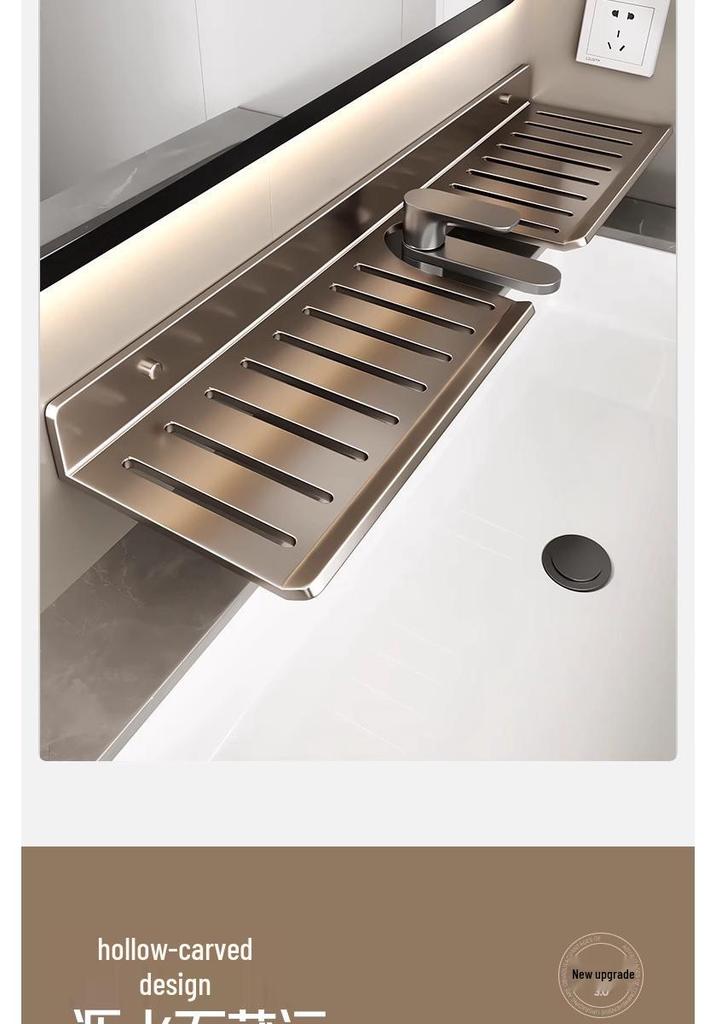 No-Drill Wall-Mounted Bathroom Shelf for Mirror, Faucet, and Vanity