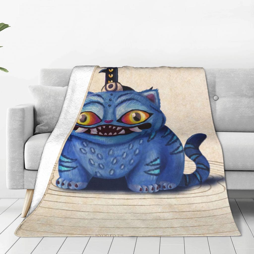 Derpy Tiger Warm Soft Blanket Kpop Demon Hunters Students Plush Throw Blanket Print Couch Chair Flannel Bedspread Sofa Bed Cover