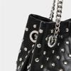 Punk-style Personalized Rivet Drawstring Bucket Bags Shopping Tote Bag PU Leather Women's Handbag Satchel Chains Shoulder Bags