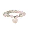 Turquoise Beaded Bracelet with Heart Charm – Silver Accent Dainty Jewelry, Love Protection Gift for Women