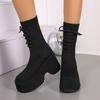 Scarpe da Donna con Tacco Alto a Zeppa in Camoscio Stivali Calzino da Neve Designer Caldi Lavorati a Maglia Scarpe Casual Tendenza Inverno Décolleté Goth Stivaletti Chelsea da Donna