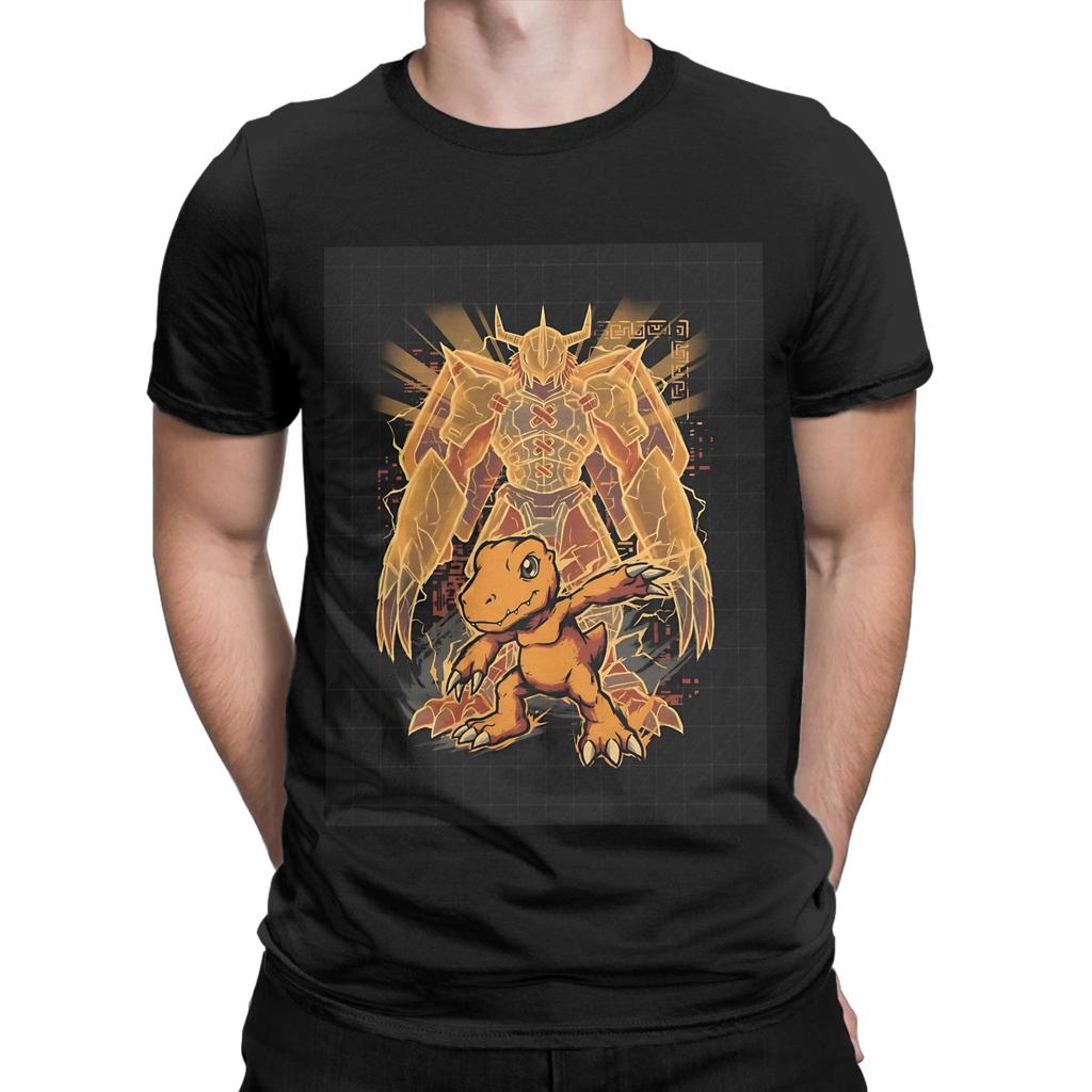 Klassische Linie Agumon zu WarGreymon Lustiges Grafik-T-Shirt 100% Baumwolle D-Digimon T-Shirts Oberteile Für Männer