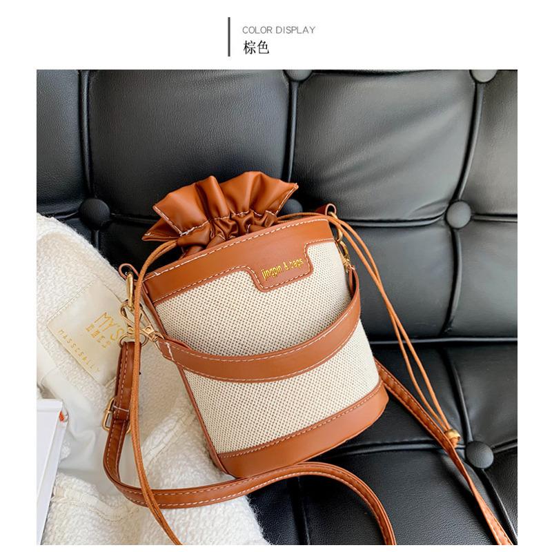 Vintage Color Block Bucket Bag Trendy Shoulder Purse Fashion Round Cylinder Crossbody Handbag for Women CLE