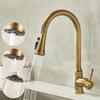 Antique Brass Kitchen Faucet Pull Out Spout Kitchen Faucets Black Single Hole Swivel Hot Cold Water Kitchen Mixer Tap Black