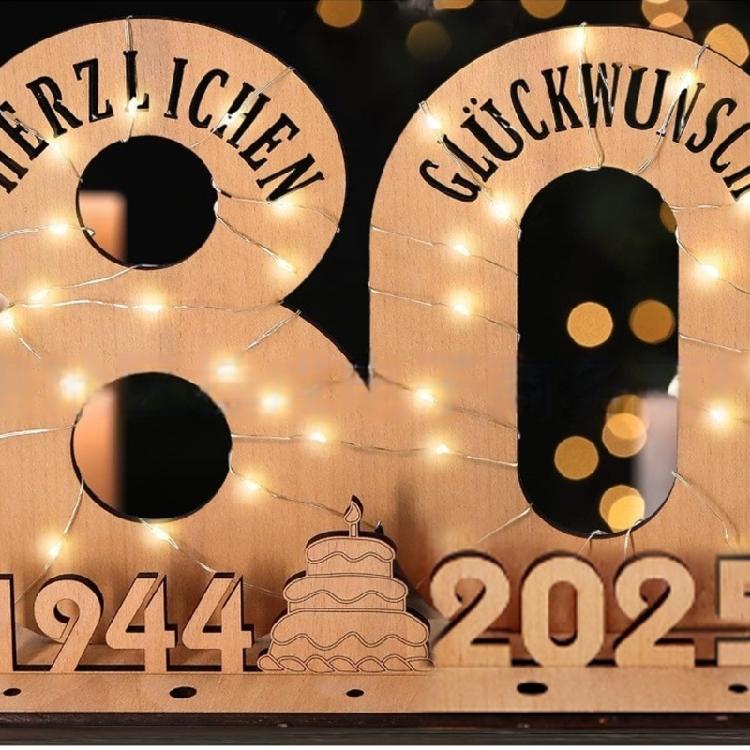 Elegant Wooden Number Figurine with LED Light String Stand for Birthday and Wedding Wood Sign Guest Book DIY Art Crafts