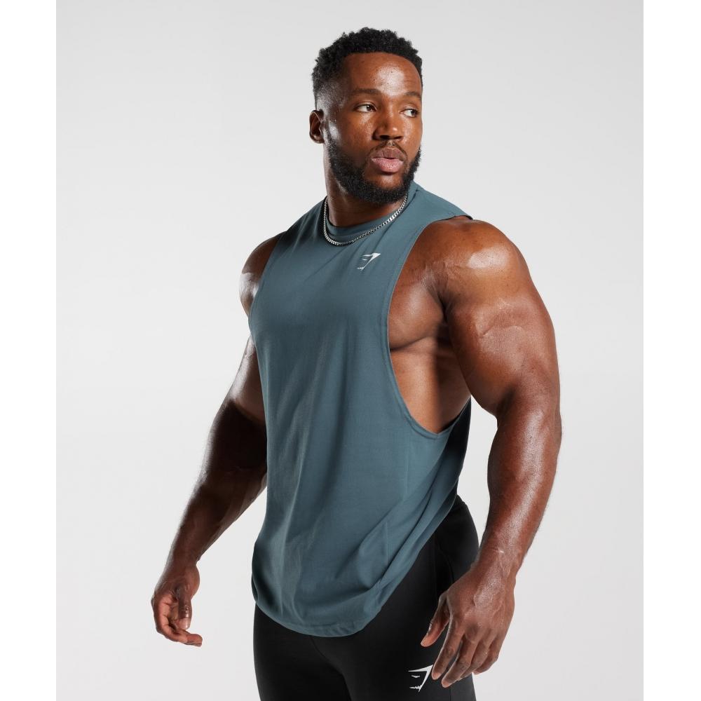 Gymshark React Drop Arm Tank Denim Teal A2a8o Tbj1