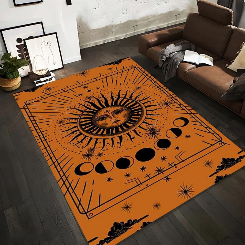 

Abstract Sun and Moon Phases Pattern Orange Carpet for Living Room Suitable for use as an anti-slip for living room bedroom sofas 40x60cm( 15x23in )