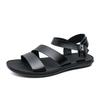 Herren Römersandalen Schwarz Weiß Leder Gladiator Sandalen Outdoor Sommer Offene Zehen Strandschuhe
