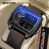 SANDA 6163 Fashion Trend Quartz Watches Fashion Men's Square Watch Countdown Sports Waterproof Dual Display Digital Mens Watch