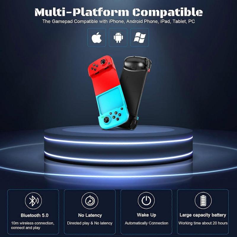 D3 Stretch Game Controller Joystick Bluetooth-Compatible5.0 for PUBG(Blue Red)