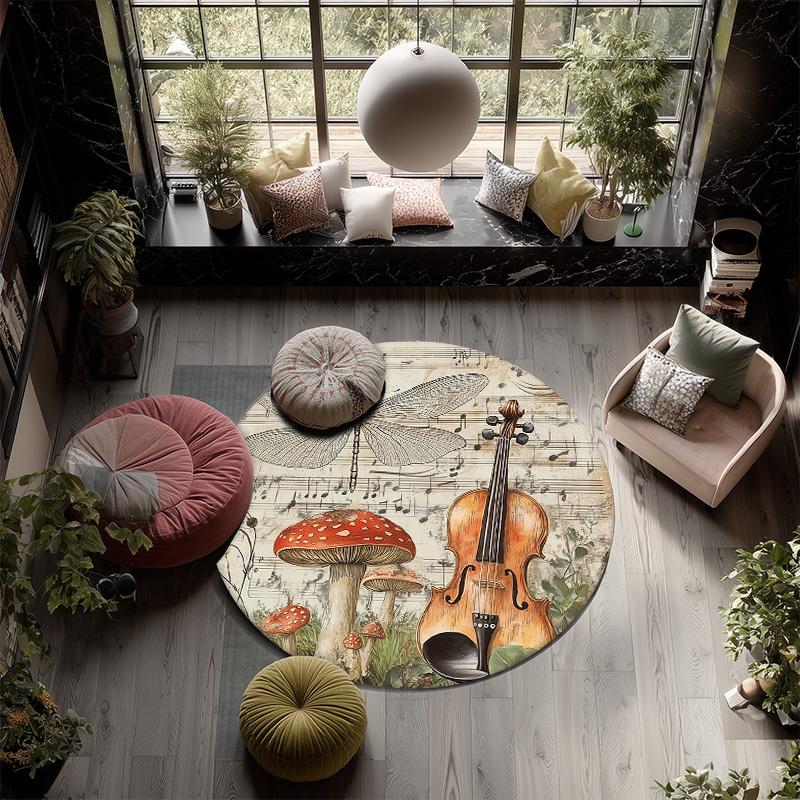 Vintage Dragonfly,Round Area Rug,Carpet Rug for Living Room Bedroom Sofa Playroom Decor,Non-slip Floor Mat
