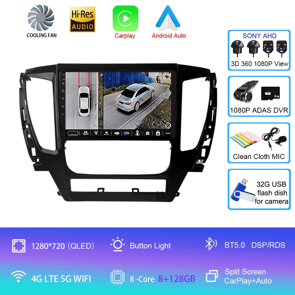 For Mitsubishi Pajero Montero Sport 3 2015-2021 Car Multimedia Radio GPS DPS IPS CarPlay 360 Panoramic Optical Android 14
