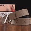 First Layer Cowhide Alloy Smooth Buckle Belt Business Leisure Style Belt Letter Simple Belt