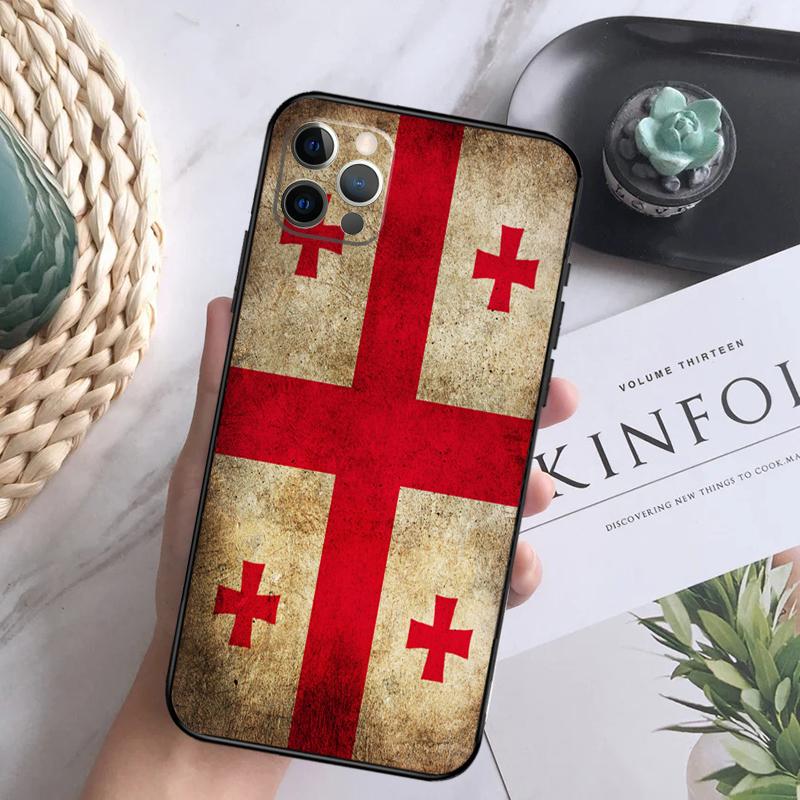 Georgia Flag Soft Case For iPhone 16 Pro Max 13 12 Mini XS Max X XR 11 15 Pro Max 14 Plus Back Cover