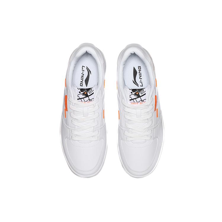Li Ning NO.258 Rutschfest Abriebfest Niedrig geschnittene Skateboard-Schuhe Herren Weiß Orange AGCN357-1