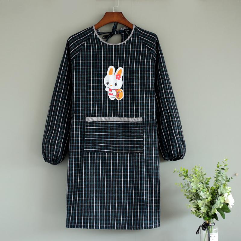 Korean Style Long Sleeve Oil-Proof Cotton Apron for Women and Men – Cute and Fashionable Kitchen Smock for Summer