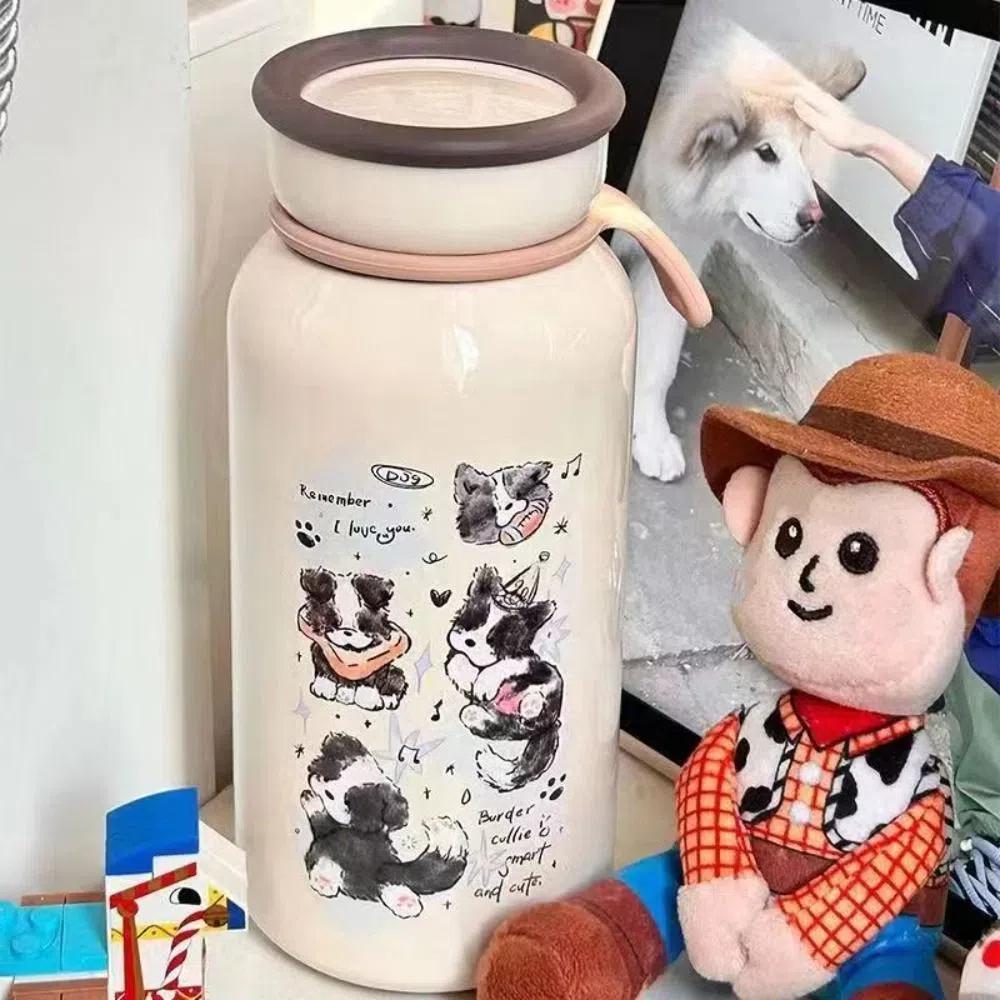 

Large Capacity Cartoon Animal Water Bottle Stainless Steel Cute Cat Thermos Bottle Camping Style 1