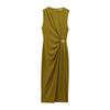 European-American Style 2025 Spring Women's Pleated Sleeveless Midi Dress