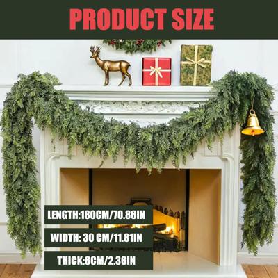 Christmas Garland 5.9ft Artificial Vine Hanging Plant Ornament for Mantel Indoor and Outdoor Christmas Home Decoration