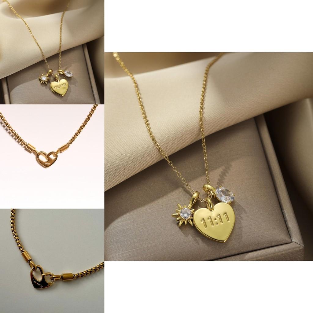 Stunning Stainless Steel Heart Necklace For Women Featuring Elegant Mama Design In Gold