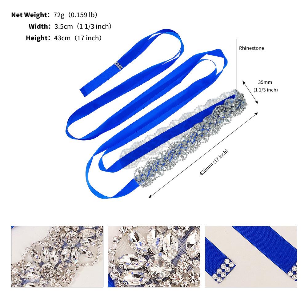 Rhinestone Brudebelte for Bryllupskjole Tilbehør Sølvfarge Krystall Brudebelte Sløyfe Bånd Selskap Brudepike Gave