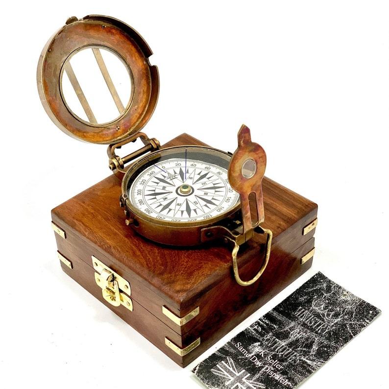 Soldiers Military Thumb Compass Vintage Brass WW2 1940 Navigation World War II Design Military Compass