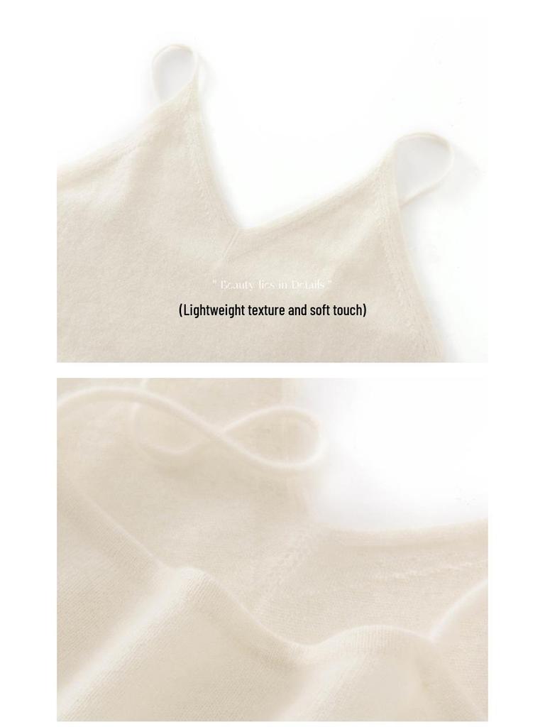 100% Pure Cashmere Deep V-Neck Camisole for Women - Soft, Sexy, and Warm Knit Vest