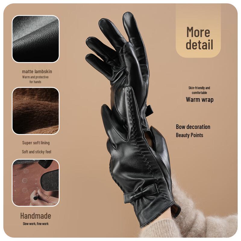 JIUMU Women's Warm Sheepskin Touchscreen Winter Gloves