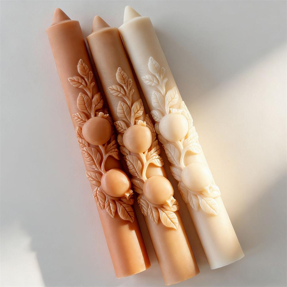 DIY Pomegranate Relief Long Rod Silicone Candle Mold Handmade Aroma Candle Molds Long Pole Soy Wax Candle Making Supplies