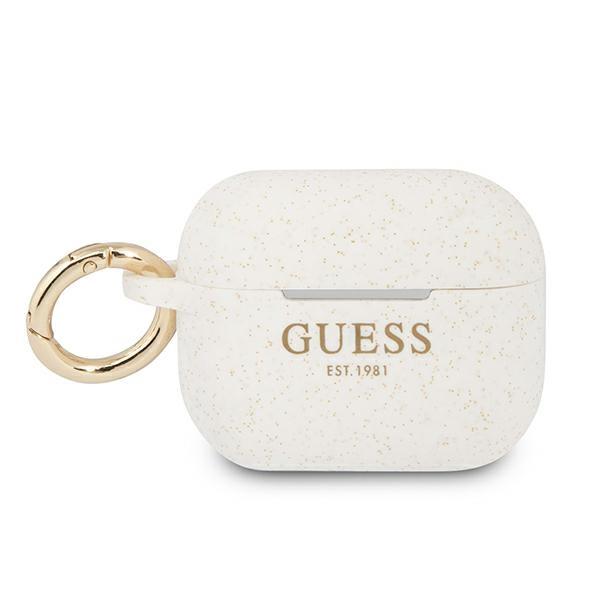 Guess Guapsggeh Airpods Pro Coverbiały/White Silicone Glitter