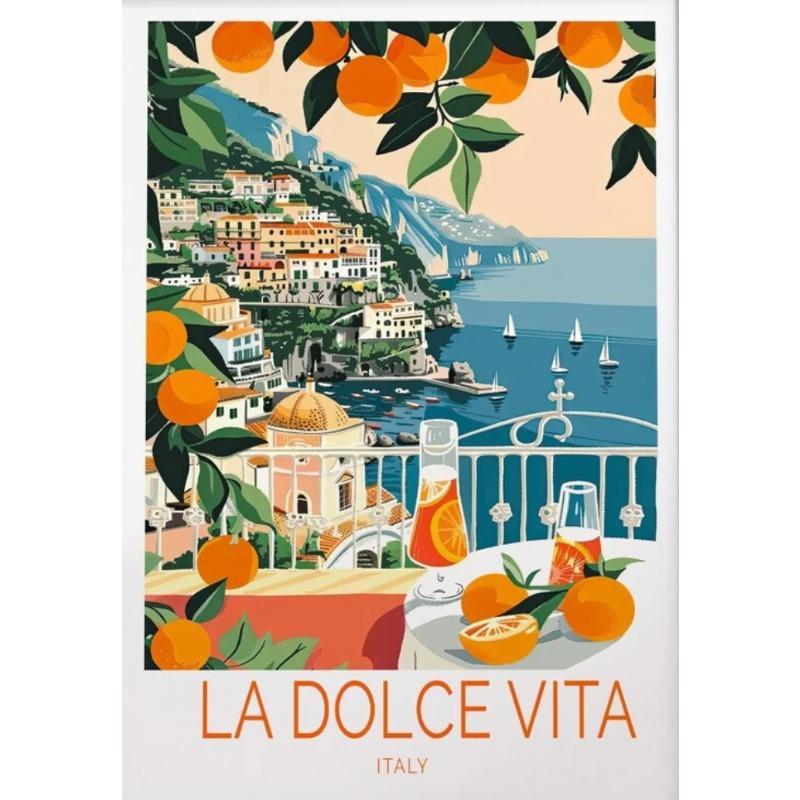 La Dolce Vita Wandposter Druck Für Schlafzimmer Wohnzimmer Heimdekoration Italien Küstenlandschaft Leinwandbild Zitrone Orange Wandkunst