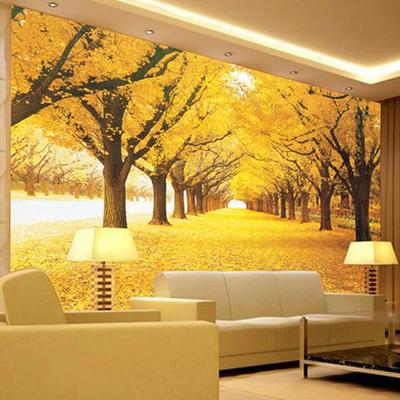 Krajobraz Naturalna Tapeta Jesienna Sceneria Żółte Lasy 3d Fototapeta Ładuj Liście Tapeta Do Salonu