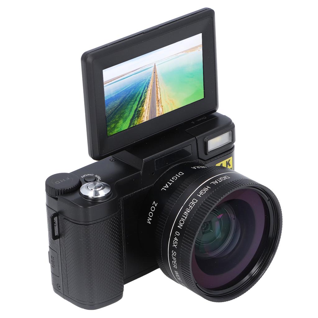 4K Digital Camera Face Detection Autofocus Anti Shake 48MP Vlogging Camera with 32G Card 3in 180 Degree Flip Screen