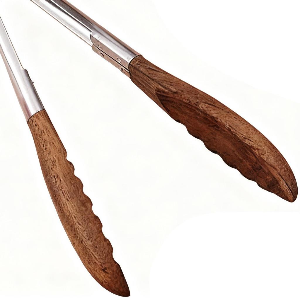 Tongs For Cooking 11.8 Inch Non-Stick Locking Utensil Wooden Food Serving Tongs For Cooking Salad Food BBQ Grill Bread Toast