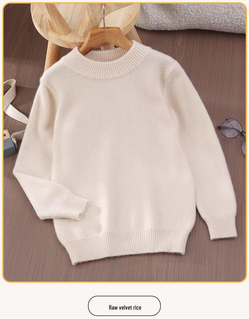 Autumn/Winter Boys' Cashmere Half-High Collar Pullover Sweater - Korean Style Knitwear for Children