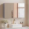 Wall-Mounted Bathroom Mirror Cabinet, Medicine Cabinet with 3 Doors, Adjustable Shelves, Grey
