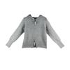 Grey Zip-Up Hooded Knit Cardigan - Women's Autumn Shoulder-Length Sweater