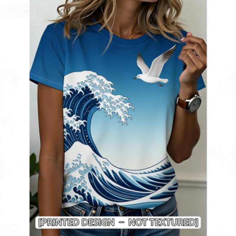 “Women s Japanese Cherry Blossom Geisha Print Short-Sleeve T-Shirt” XL