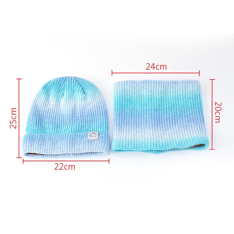2pcs/Set Casual Autumn Winter Hat Warm Outdoor Knitted Hat Korean Version Gradient Color Woolen Thickened Ear Protection Cold