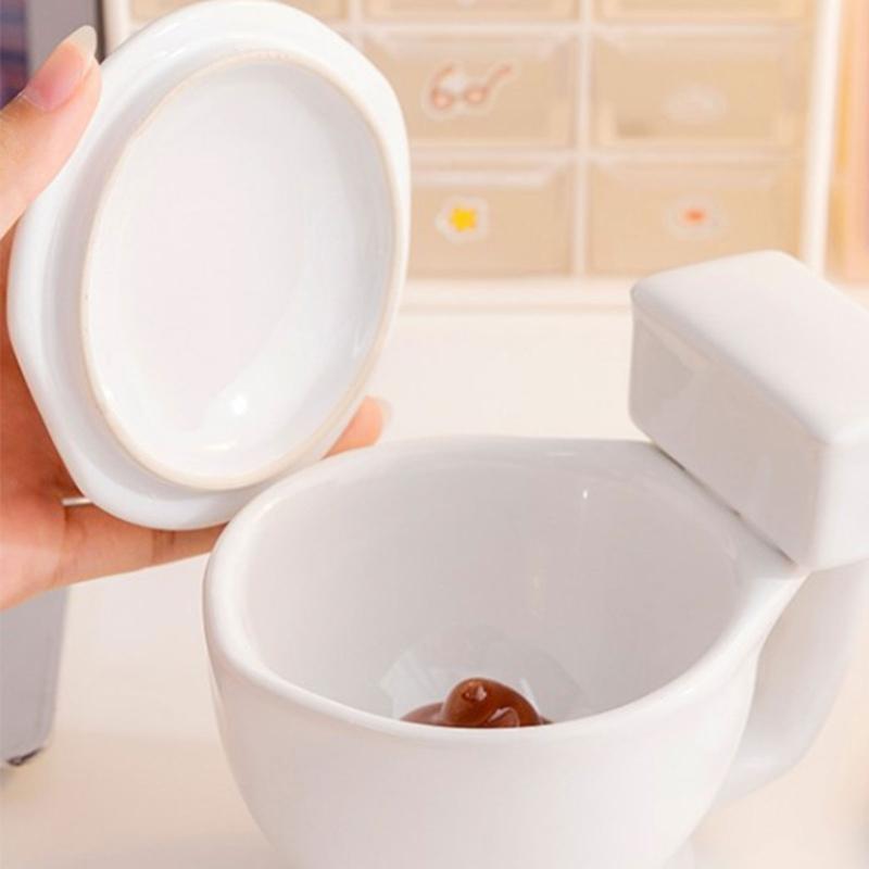 Humorous Commode Shaped Ceramic Mug Dishwasher Safe Water Cup Ergonomic Handle Drinkware Home Accessory