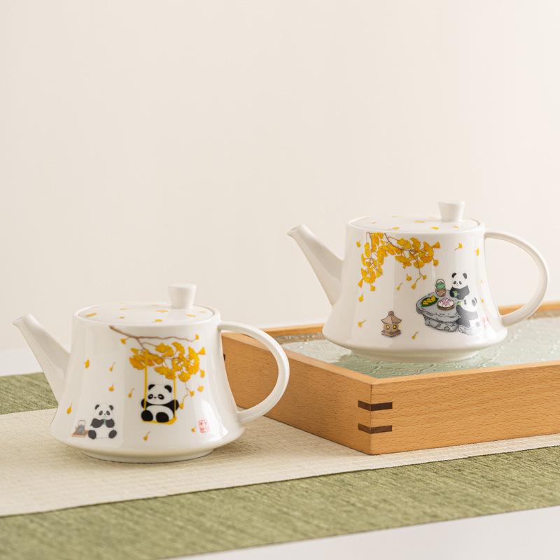 Dehua ceramic kung fu tea set single bubble teapot stuffy teapot large capacity teapot Guochao panda merchandise replenishment