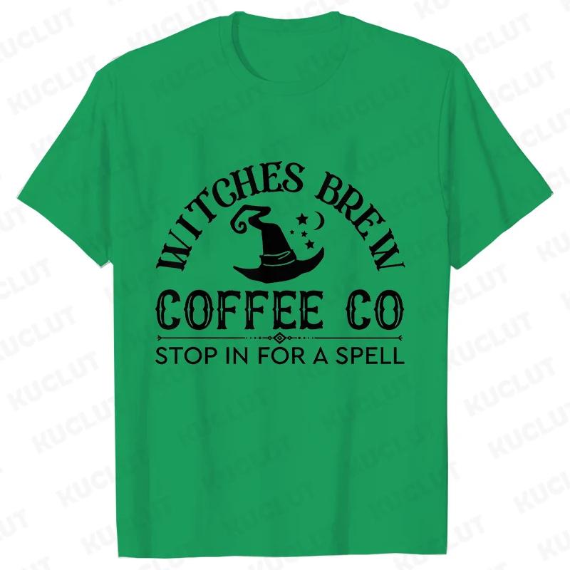 

Witches Coffee Co Stop in For A Spell Print Tee Funny Halloween Women T Shirt Short Sleeve Fashion Summer Tshirt Femme Casual S