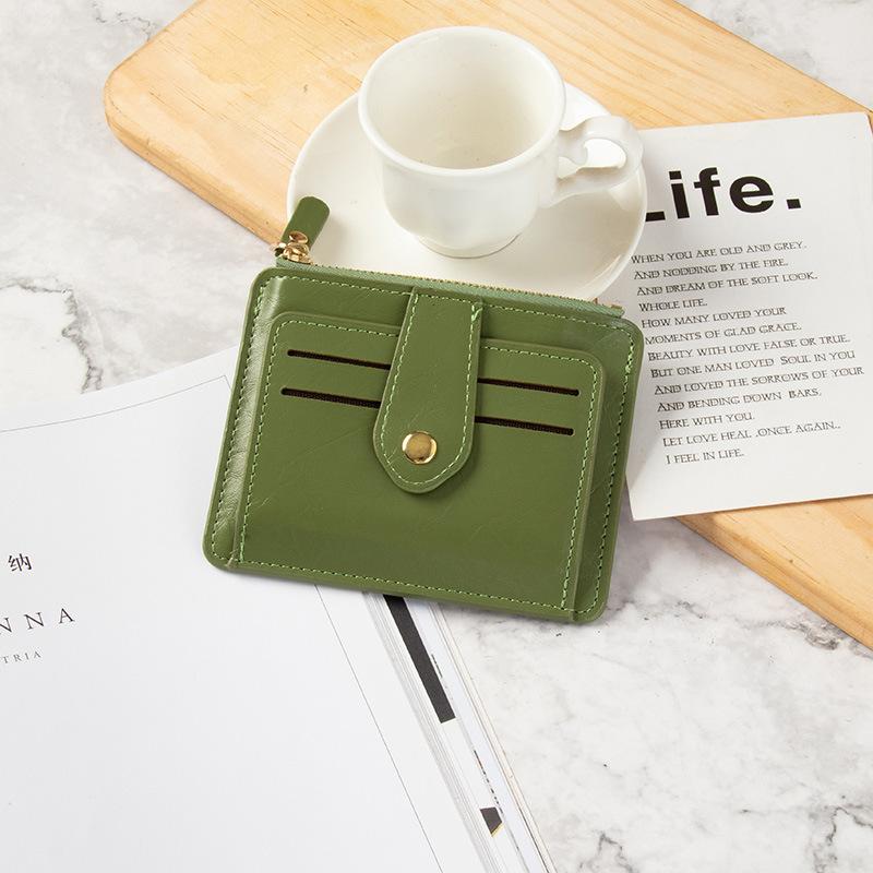 

Женский кошелек новый короткий карман для карт на молнии маленький кошелек для мелочи женская сумка для хранения наушников студенческий темно-зеленого