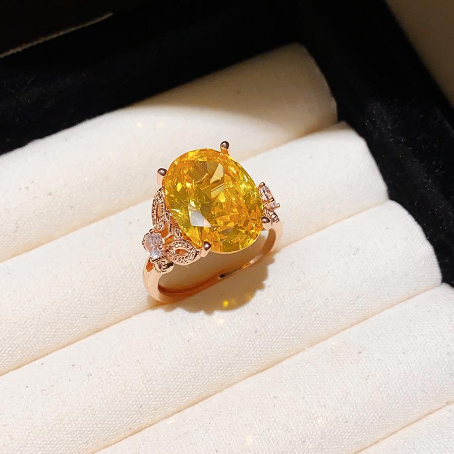 Qicai Liujing Elegant Oval Zirconium Adjustable Ring - Stylish High-End Index Finger Jewelry