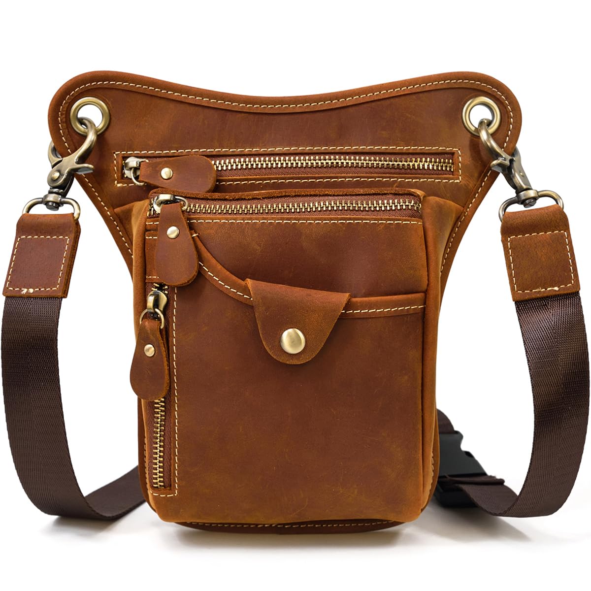 

Genuine Leather Leg Waist Hip Belt Waist Work Shoulder Holster Outdoor Sports Bicycle Hiking Fishing Crossbody Smartphone Compatible Men s Bag, Bag,