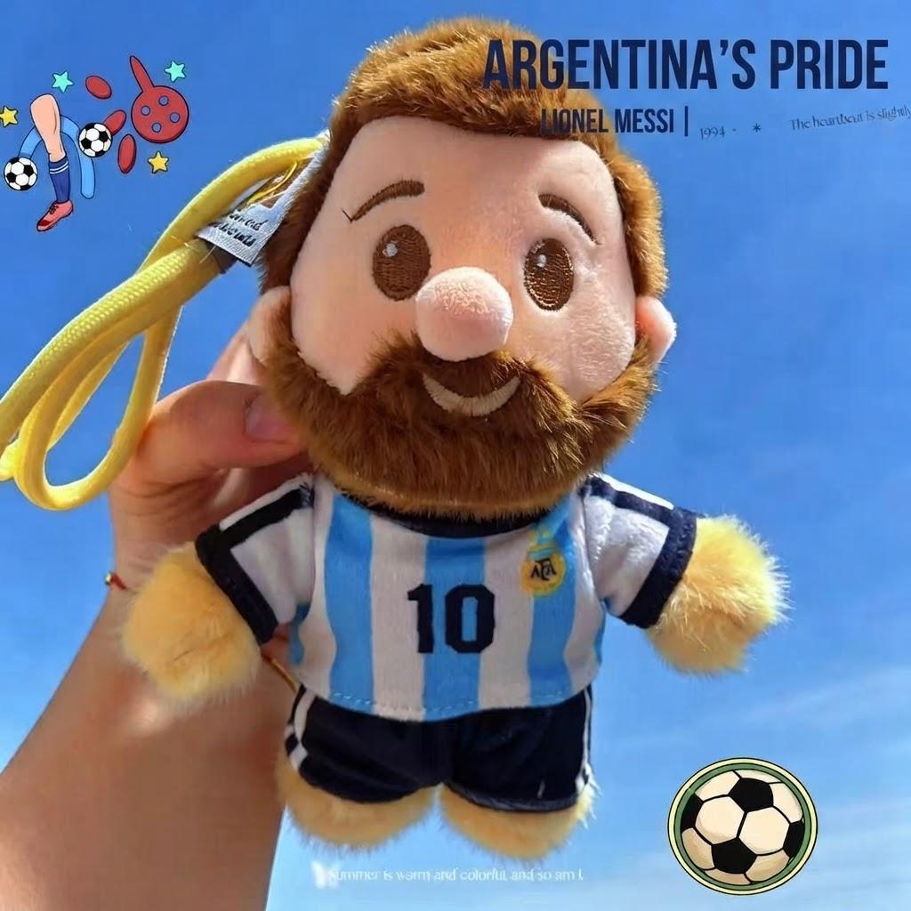 World Cup Argentina Lionel Messi #10 Plush Doll – Commemorative Star Soccer Gift & Stress-Relief Pendant Charm
