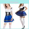 Rochie de menajeră Oktoberfest pentru femei cu dantelă decorativă în față și panglică aurită