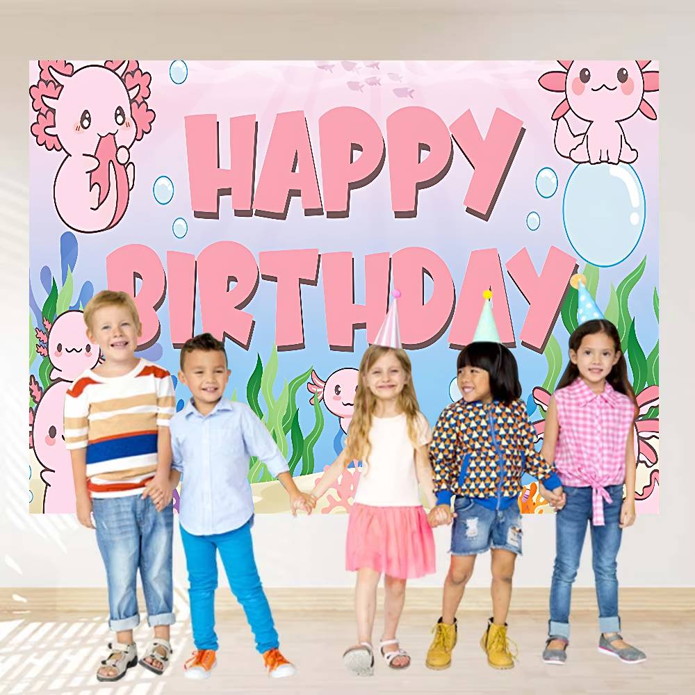 

Cute Axolotl Background Photography Party Bedroom Living Room Decoration Shooting Background Cloth 74x94cm(29x37in)