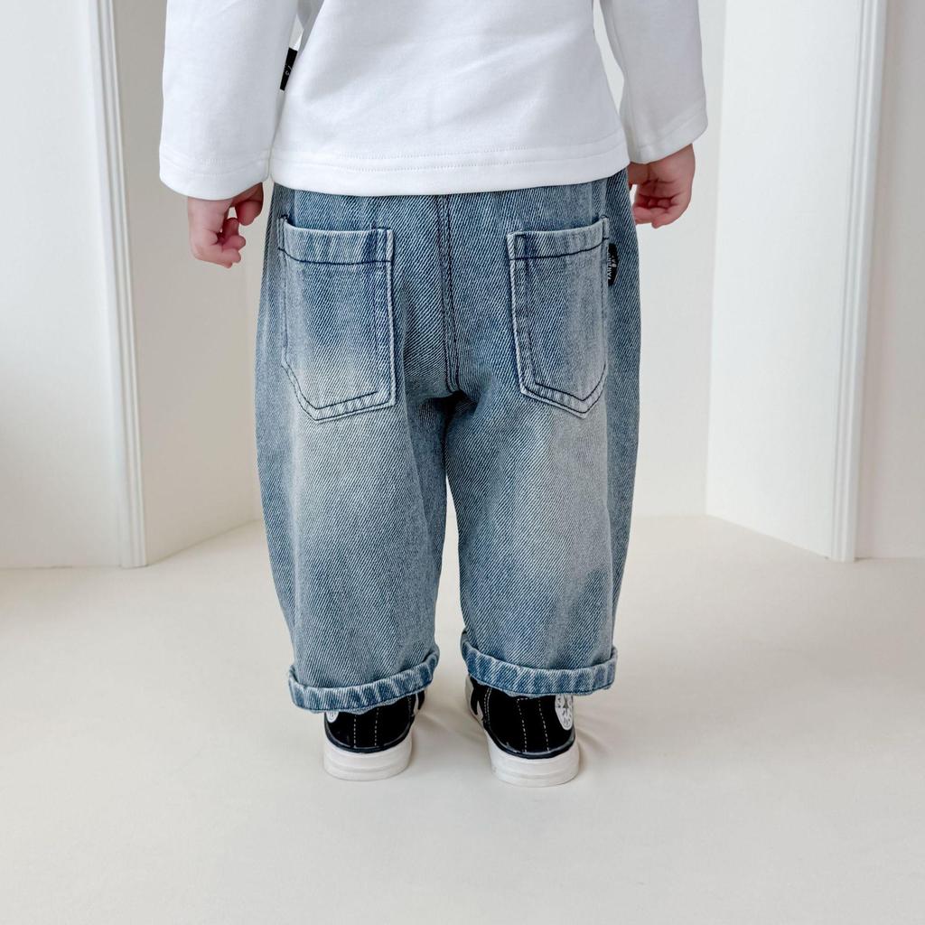 2026 Spring/Autumn Unisex Baby Toddler Embroidered Cartoon Soft Denim Jeans